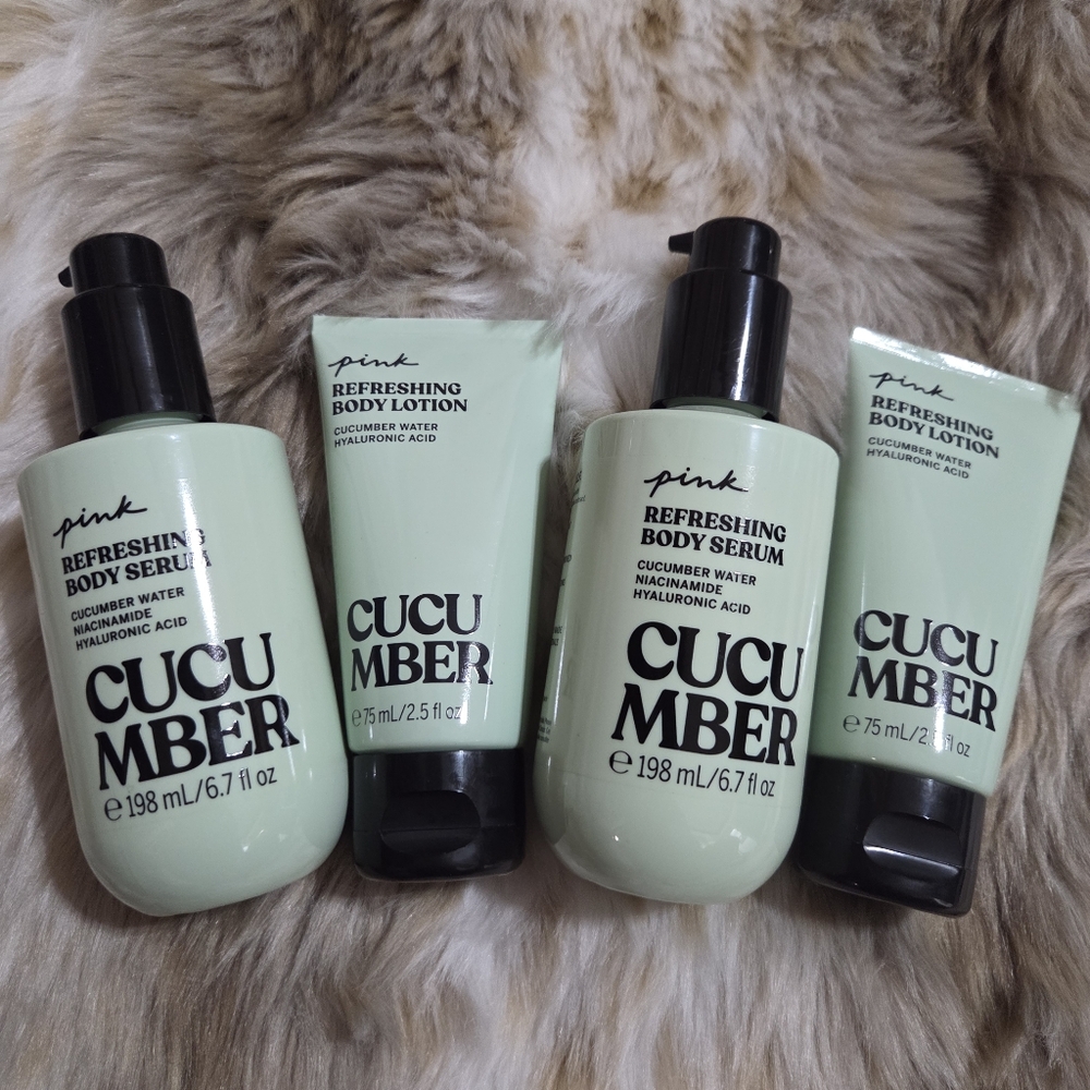 PINK Victoria's Secret CUCUMBER Lotion & Body Serum Bundle NEW!
